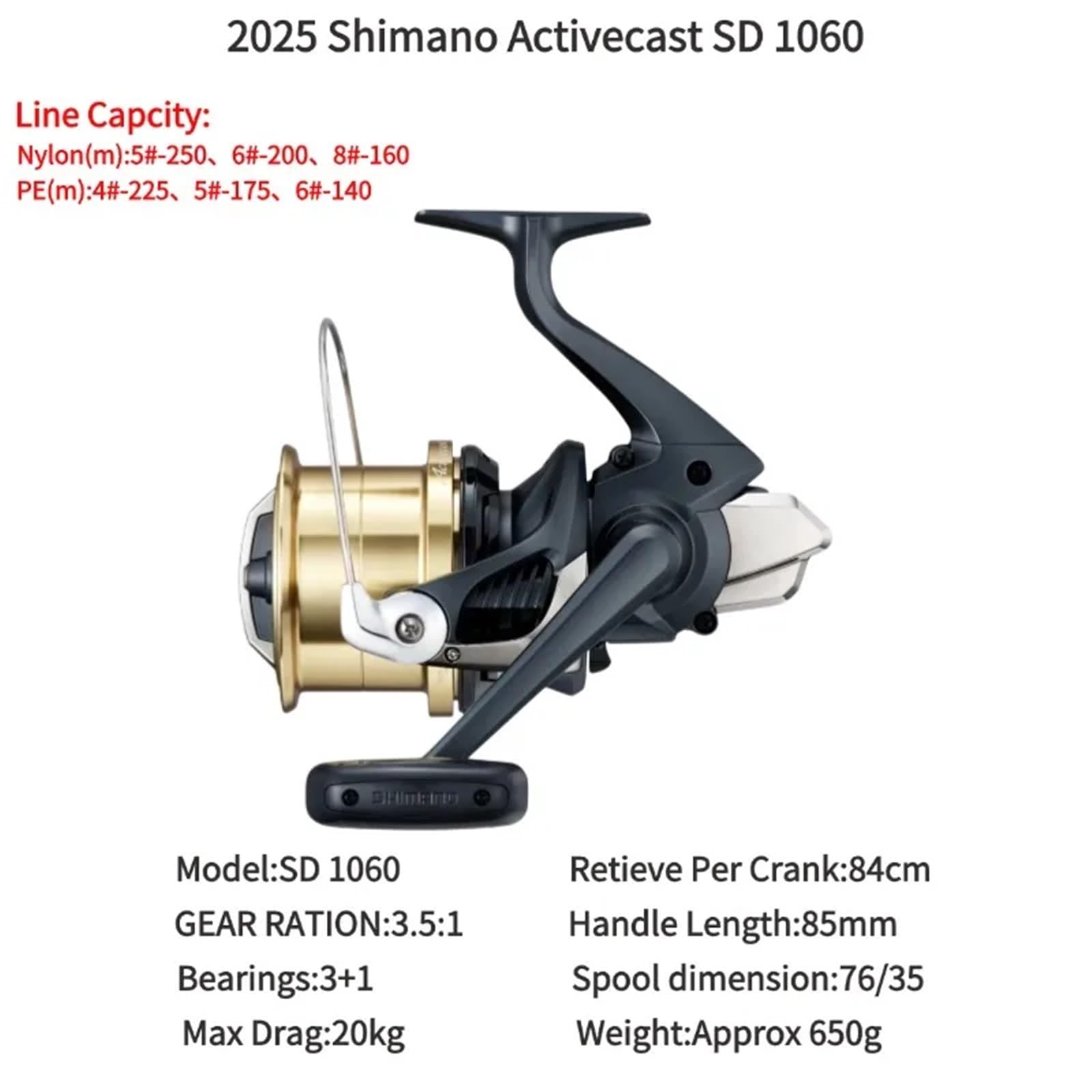 2025 Shimano Activecast Surfcast Fishing Reel Thin Lines Standard