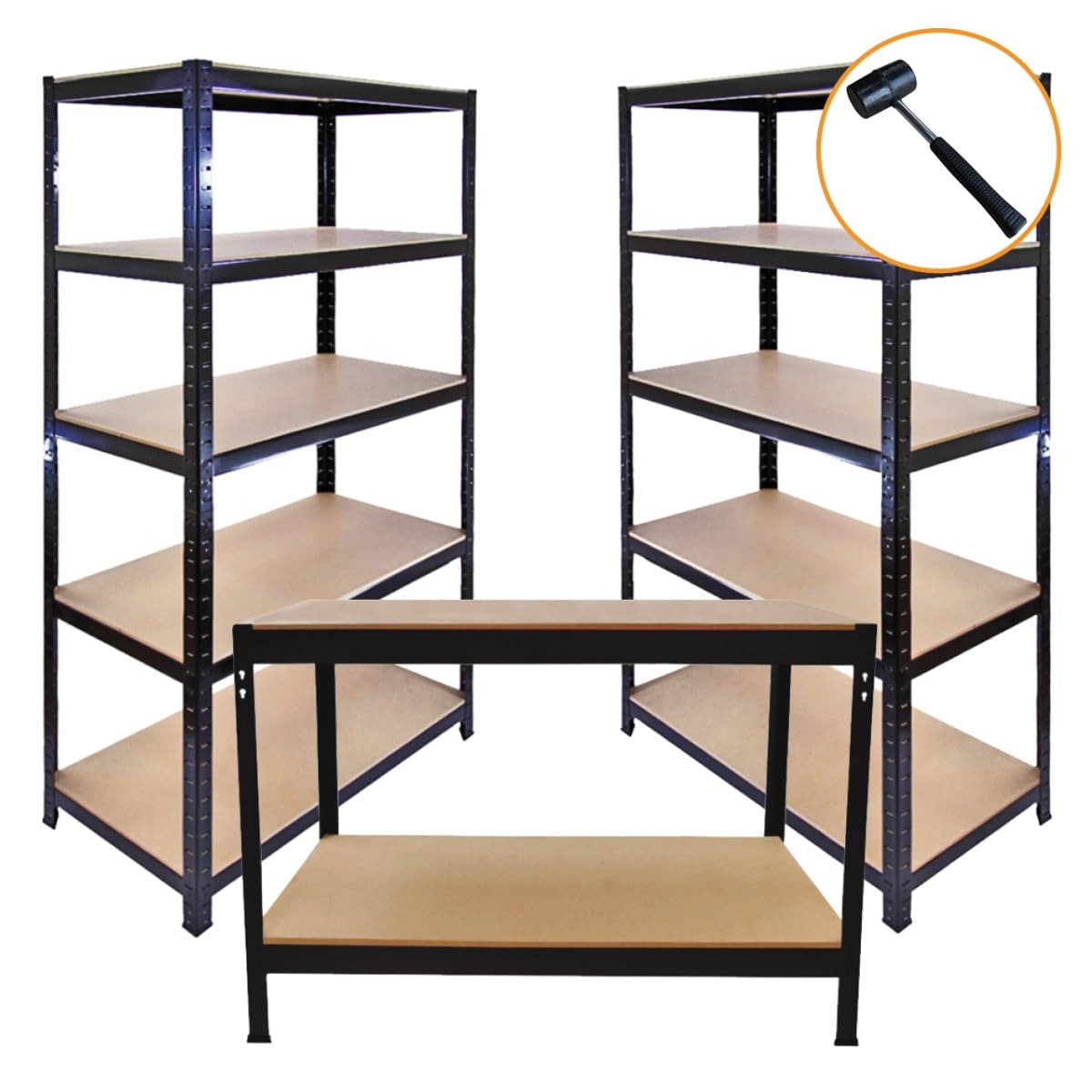 Monster Racking Black 3 X 90Cm T-Rax Metal Racking Units & Workbench