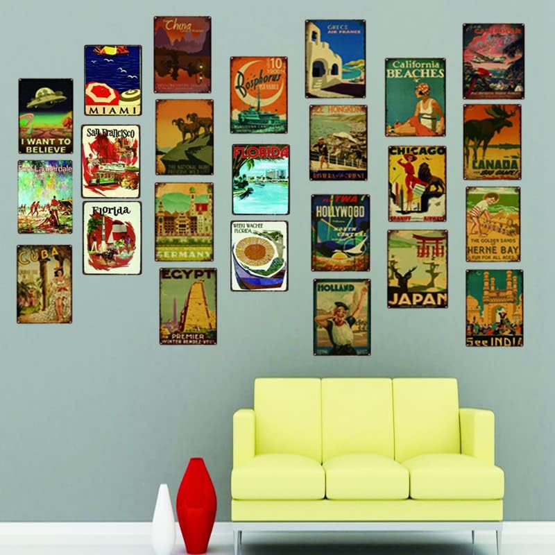 Miniatura 7 de asbwuo Letreros de lata retro para decoración, límite de velocidad 80, calcomanías de conducción de coches de carreras de conductores rápidos de