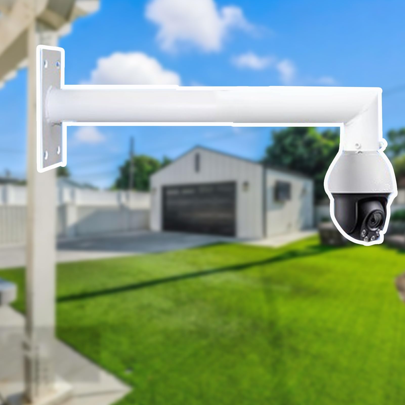 Aioneer Universal Outdoor Security Camera Extension Pole 1.5M - Adjustable Yard Surveillance Camera Mount With Screws & Base For Enhanced Stability And Visibility-Single Ball-1.2 m(3.94 ft)