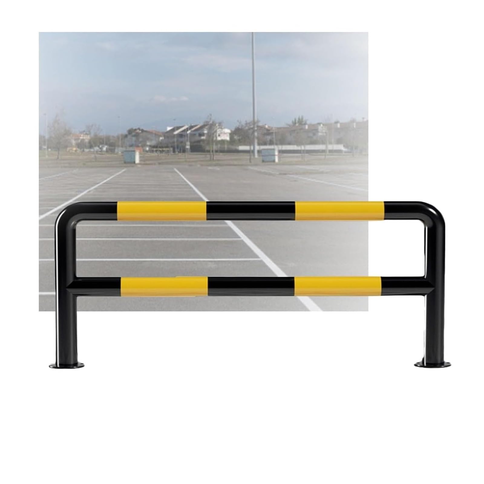 GTHTUHFD U Shape Security Bollards Double Layer Car Blocker, Traffic Warning Posts For Garage & Driveway,150X60X0.15Cm
