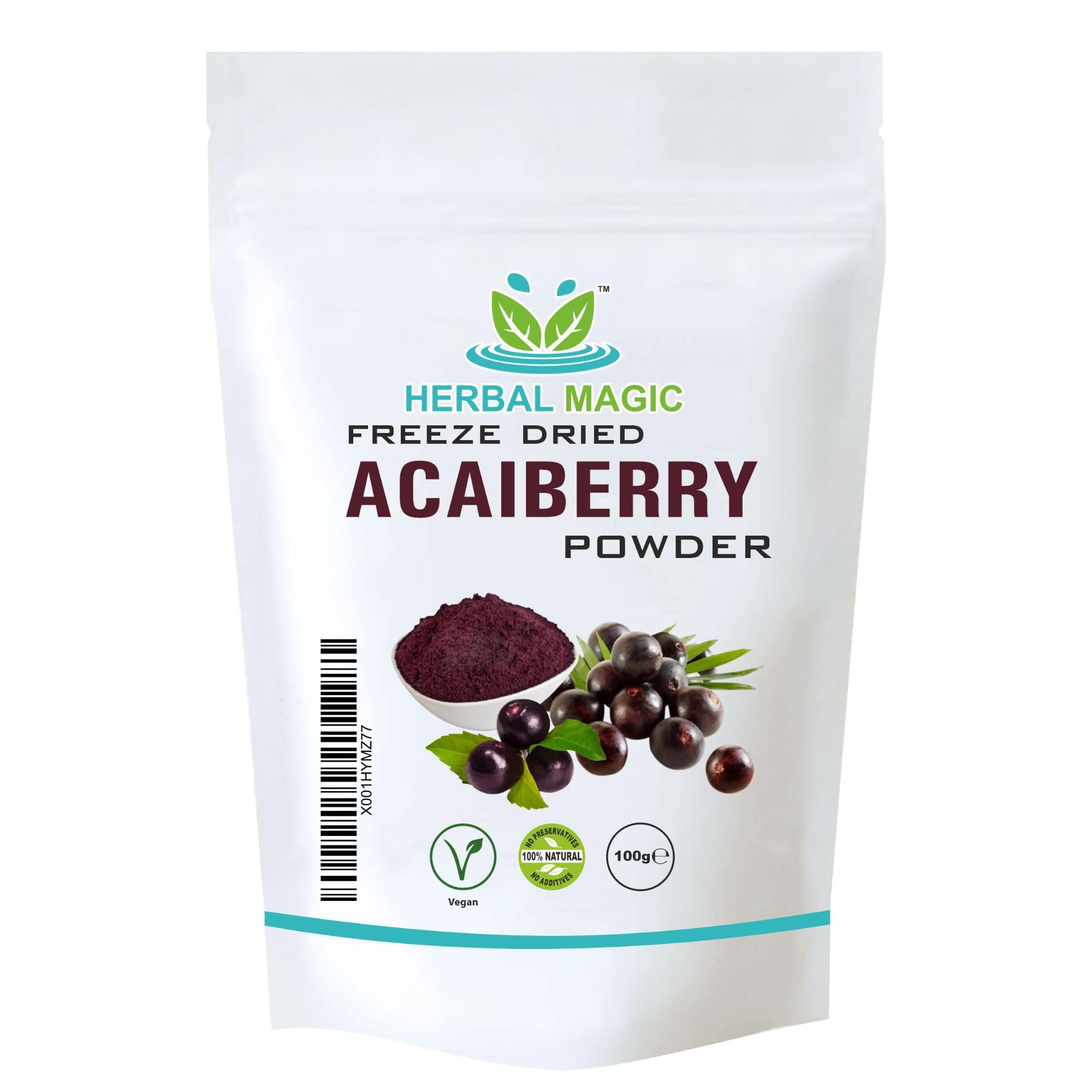 Freeze Dried Acai Berry Powder - Wild-harvested - Delicious Smoothies, Puddings and Dessert- Free from Fillers & Preservatives-100g (Pack of 1)