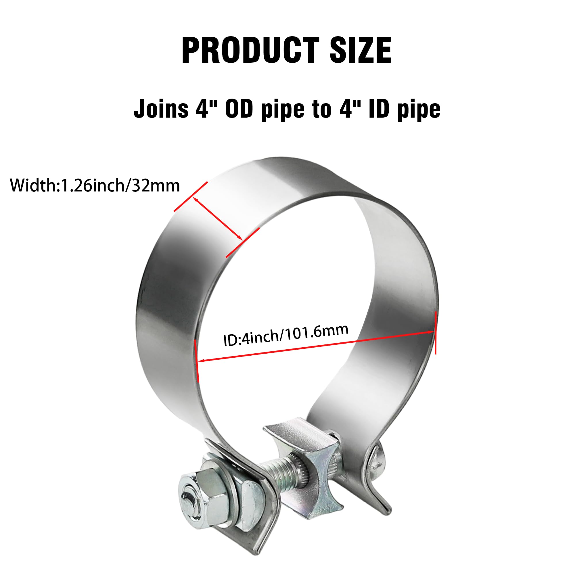 4" Lap Joint Band Clamp Exhaust Band Clamp Pipe Repair Parts Stainless Steel 4 Inch - View #6