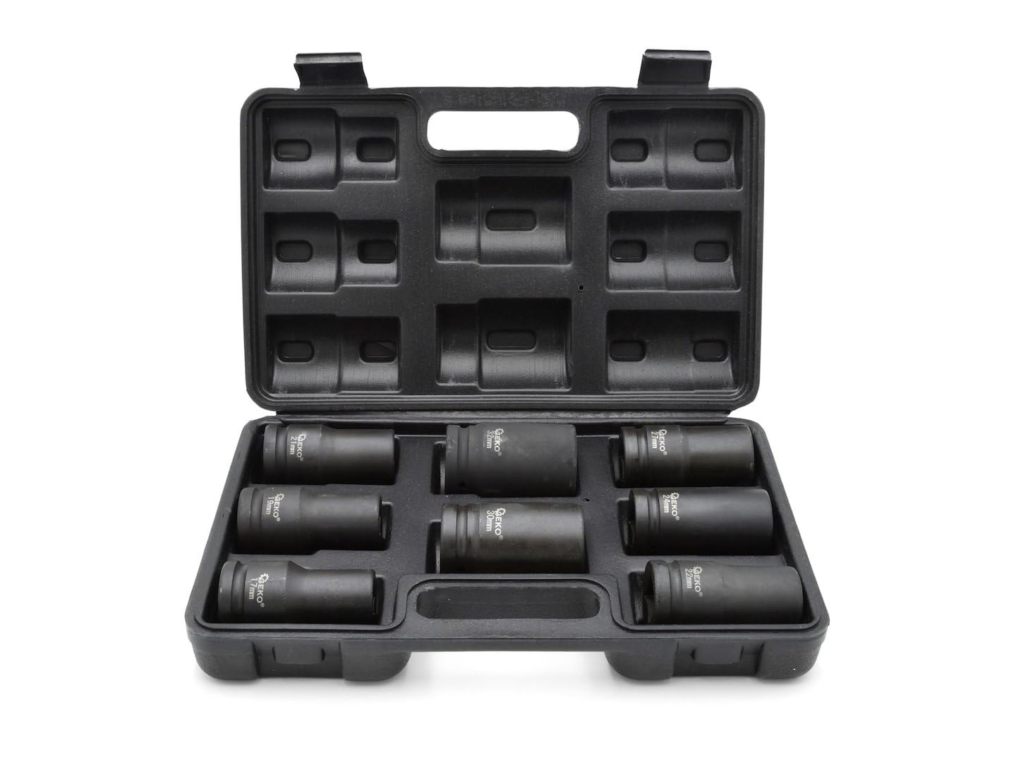 BSD Set de Vasos de Impacto de 3/4" - 8 Piezas en Maletín de Plástico, Incluye 17mm a 32mm, Ideal para Uso Profesional y Reparaciones Mecánicas.