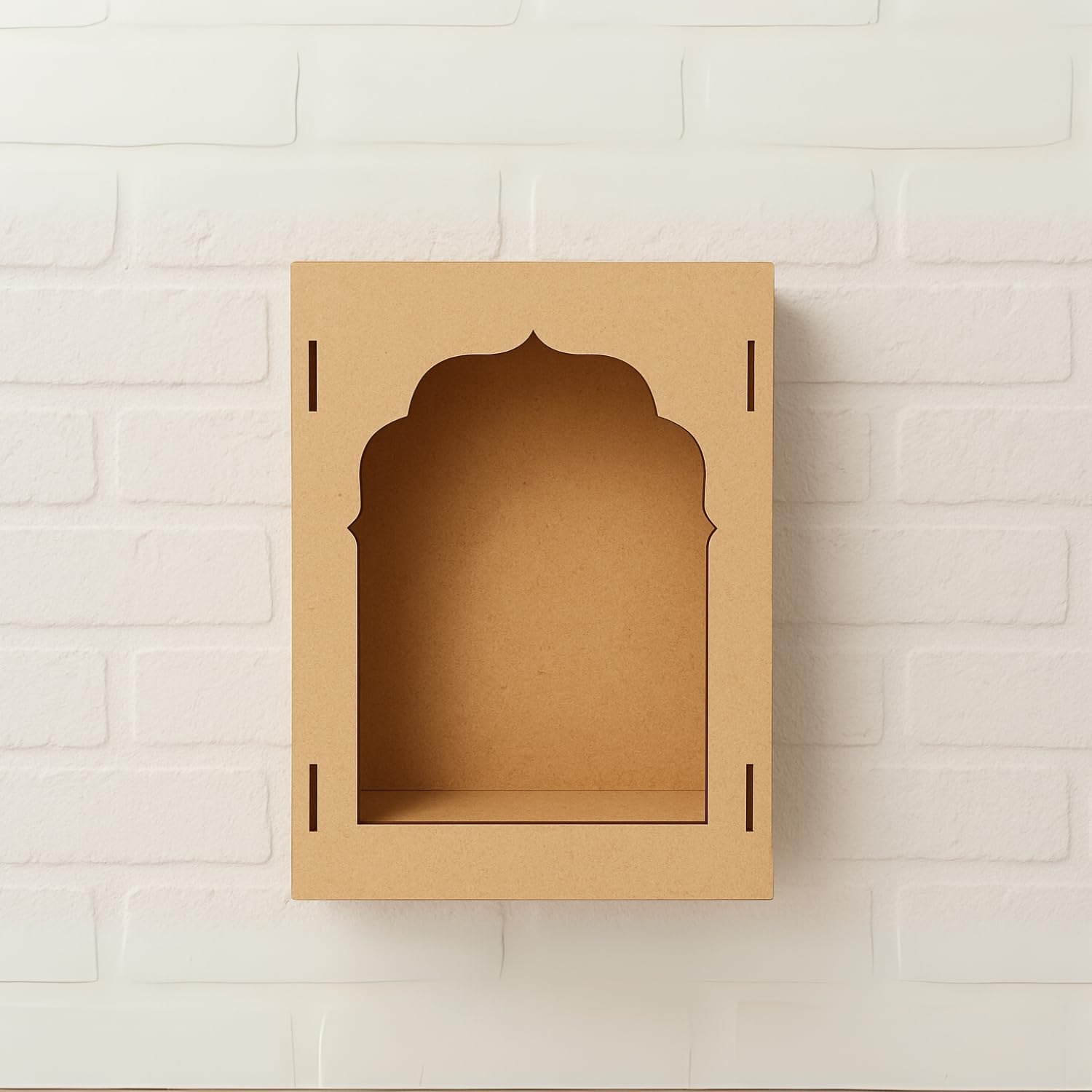 LET'S DIY Unfinished Wood MDF Jharokha Wall Decor Kit - Plain Box Cutout Wooden Craft for Creative Home Decor, Customizable Frame for Art, Painting, and DIY Projects 4