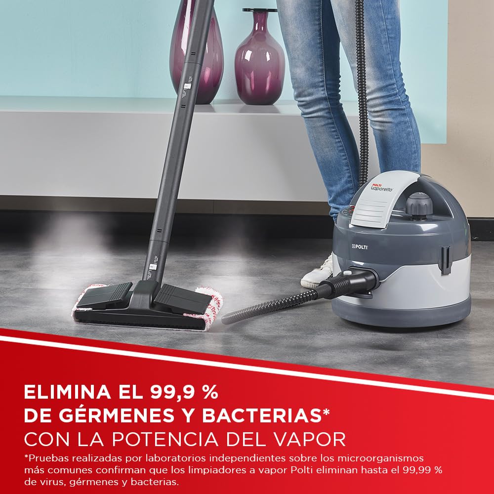 Polti Vaporetto Eco Pro 3.0 con 20 Ampollas Kalstop Antical, Limpiador a Vapor con Caldera y Tapón de Seguridad, 2000 W, Depósito 2 L, 9 Accesorios, Fabricado en Italia, Gris
