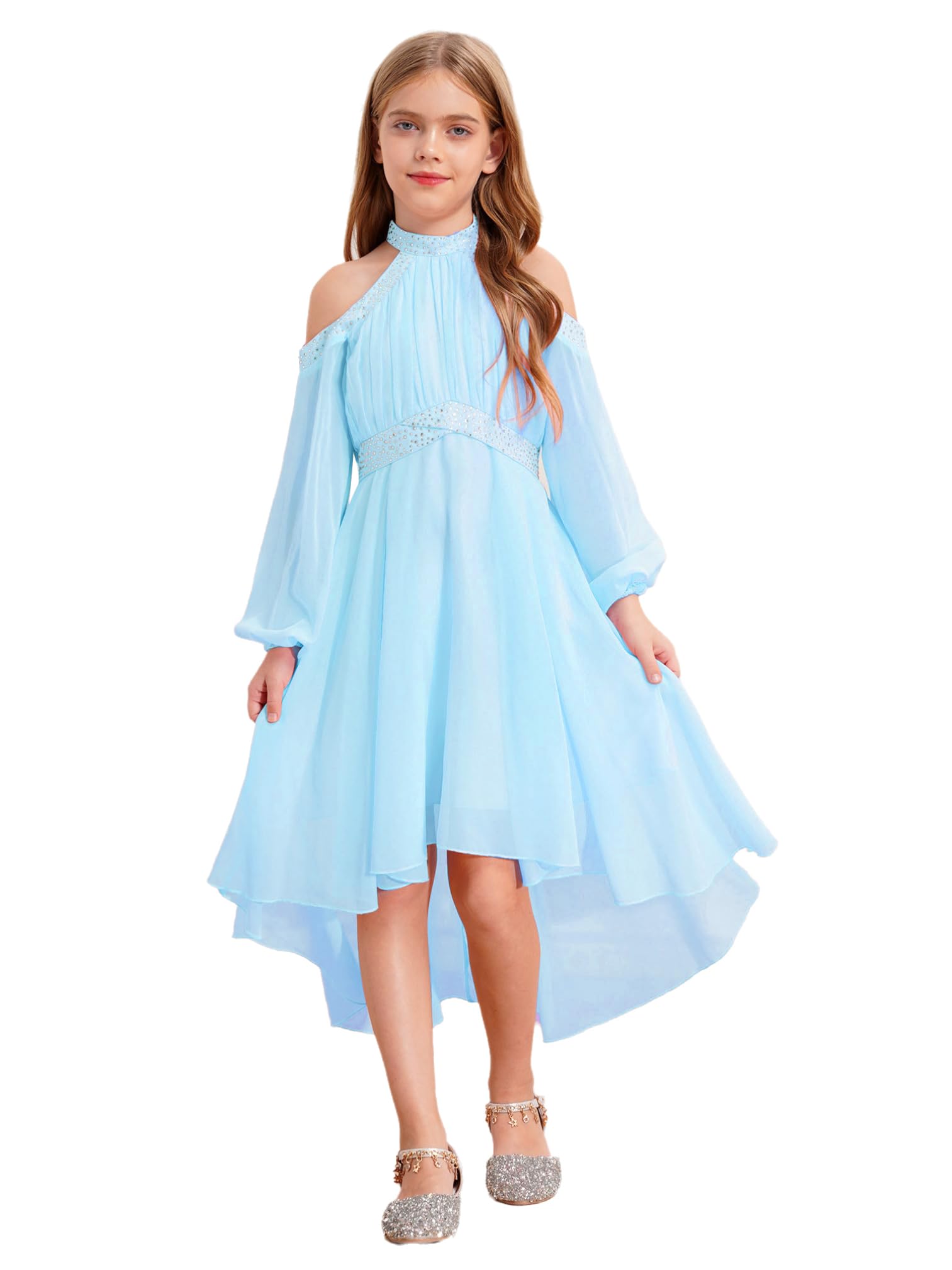Robe Fille Causel épaules Froides – Bloc Couleur été – Taille 120 – NEUVE