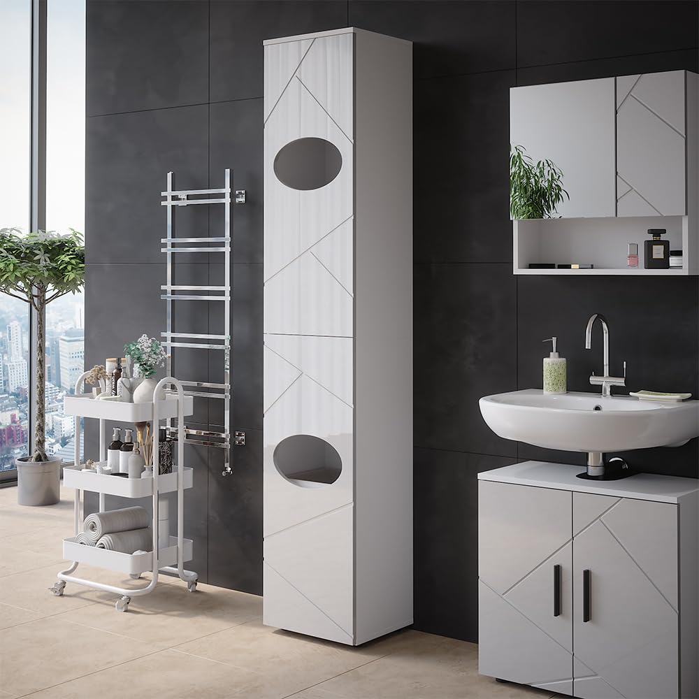 Vicco Wäscheschrank Irma, Weiß, 37.2 x 192 cm