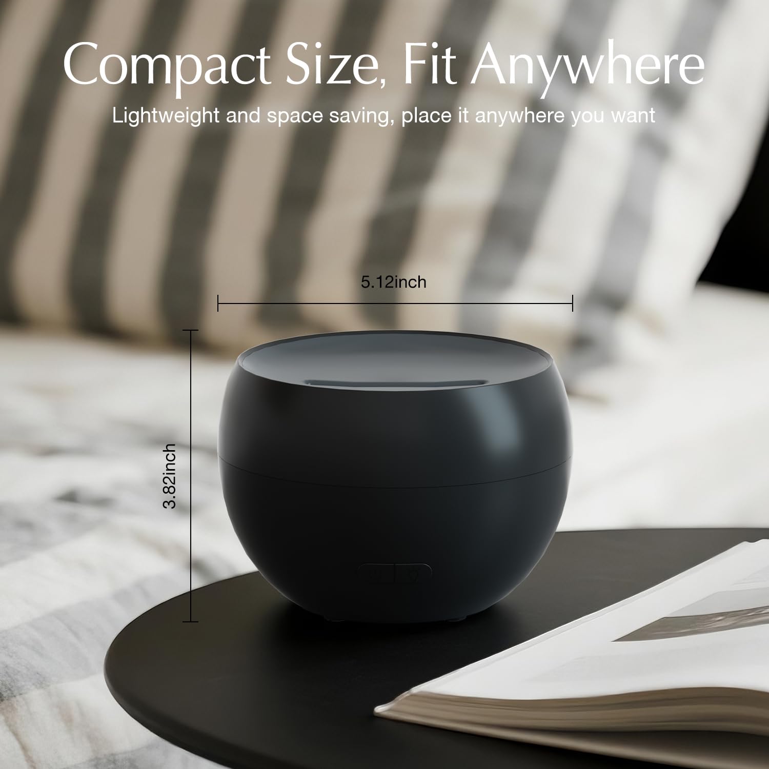 SALKING Aroma Diffuser Flammeneffekt, Aromatherapie Diffusor für ätherische Öle, Duftöldiffusoren Raumbefeuchter, LED Warmlicht Duftdiffusor für Baby, Zuhause Büro oder Yoga(Schwarz)