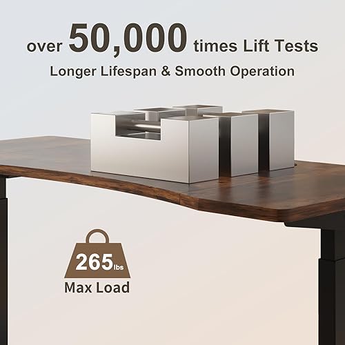 Miniatura 6 de Sileye Escritorio eléctrico de doble motor ajustable en altura con centro curvado y ruedas, ideal para uso diario en la oficina en casa, dormitorio,