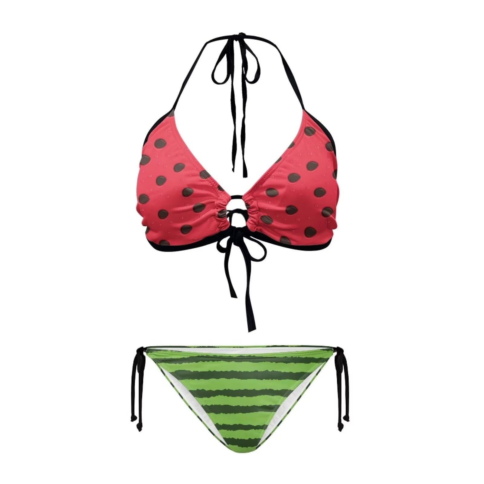 YEXIATODO Cute Watermelon Bikini Sets for Teens String Bikini Trendy Sexy Swimsuit for Women Athletic Swimwear Sporty Two Piece Swimsuits Suitable for Swimming,Vacations,Summer S