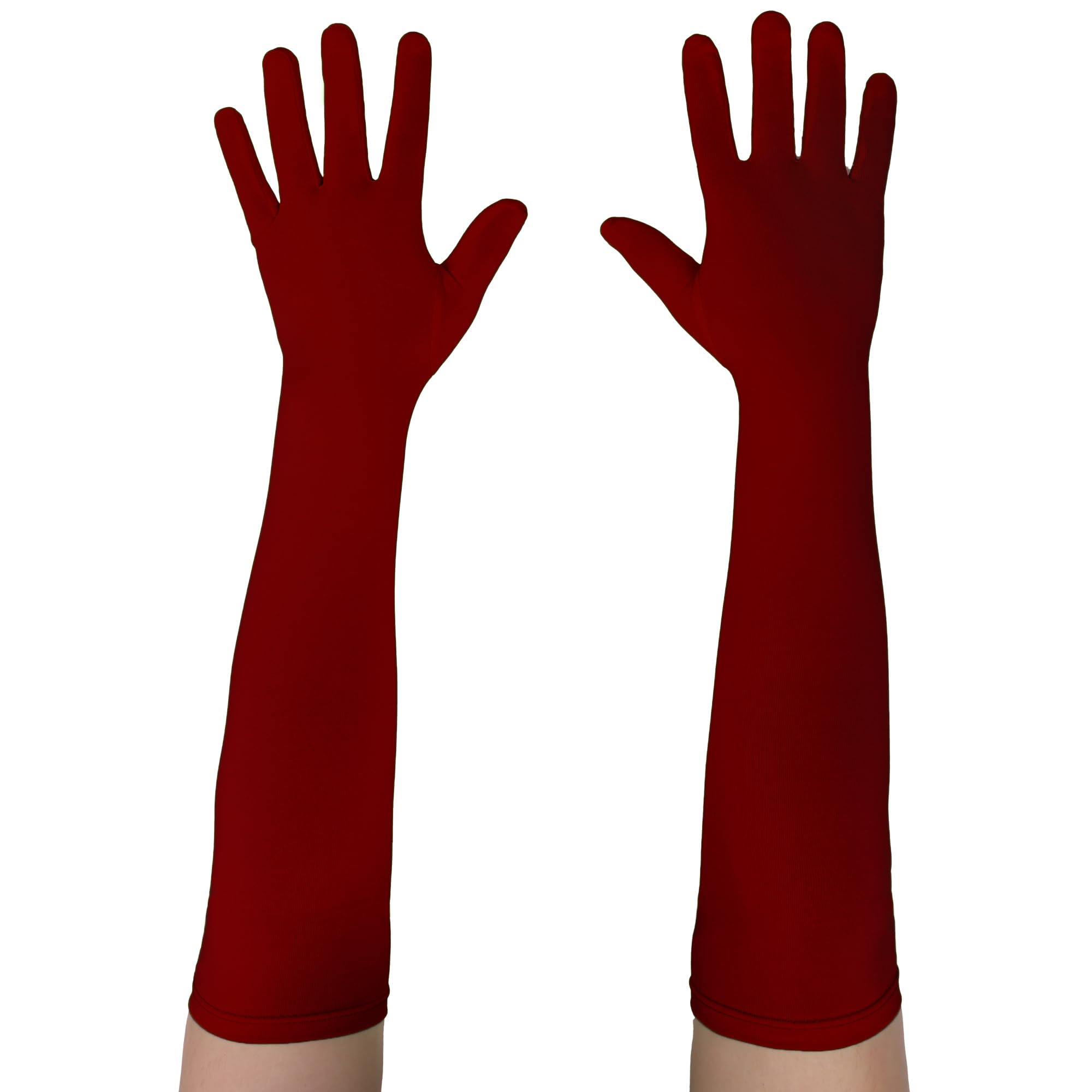Seeksmile Long Gloves Unisex Adult 18" Length Spandex Stretchy Cosplay Costume Gloves, wine red, One size