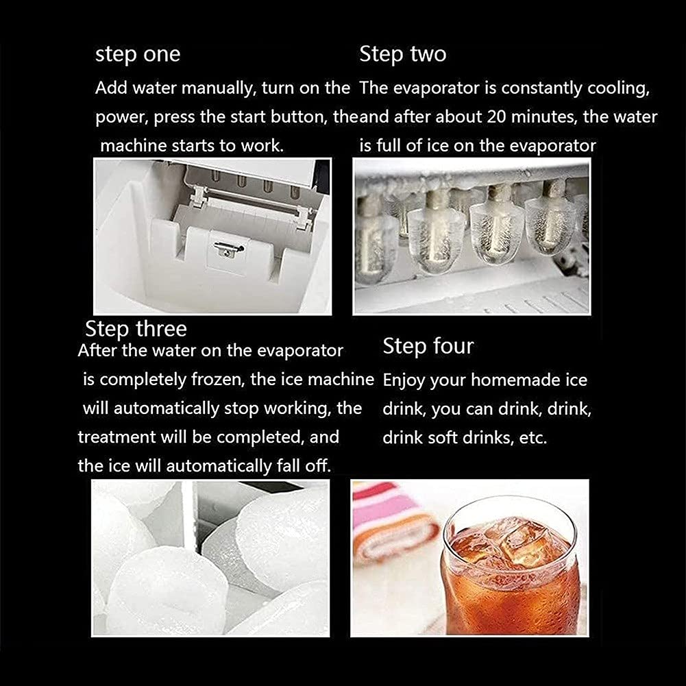 Ice Maker Máquina de cubitos de hielo, 13 Kg/24 H Máquina de cubitos de hielo de encimera que incluye cuchara y cesta extraíble