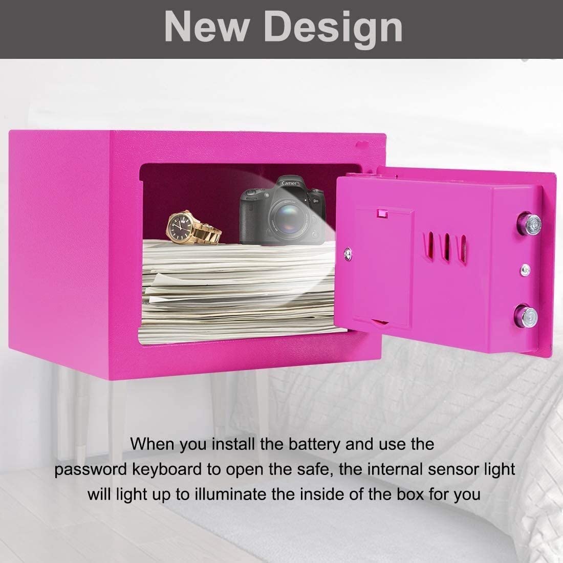 Caja Fuerte Ignífuga E Impermeable, Caja Fuerte con Inducción, Caja Fuerte Electrónica Digital De Seguridad, Construcción De Acero Oculta con Cerradura, Diseño De Anclaje,