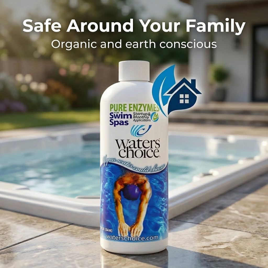 Waters Choice Water Clarifier Enzymes for Swim Spas - The First and Only Enzyme Application Designed Specifically for Swim Spas. No Shock. Minimal Sanitizer. Specialized, Safe, Effective Water Care.