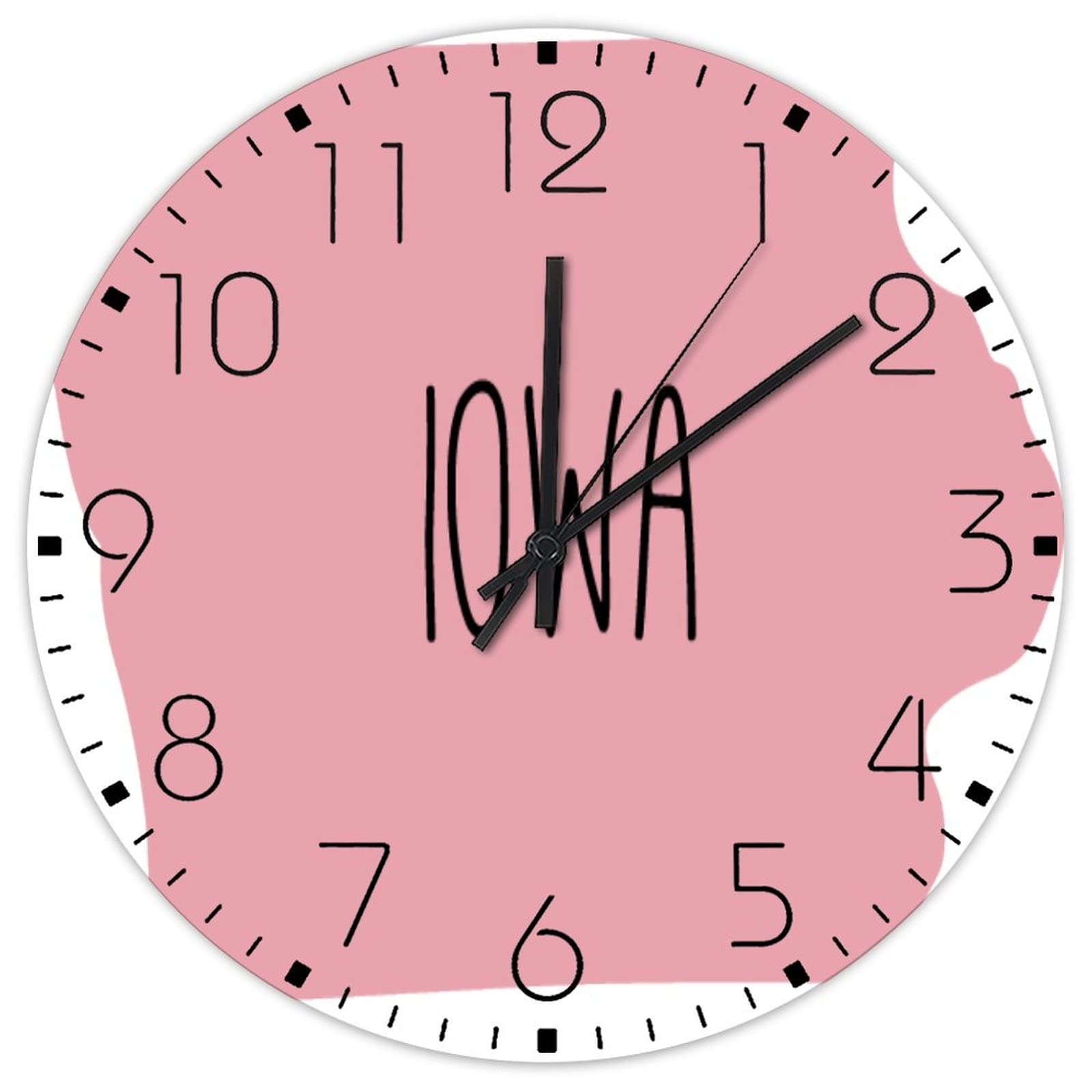 Horloge murale en bois rétro 38 cm style rustique patriotique Iowa