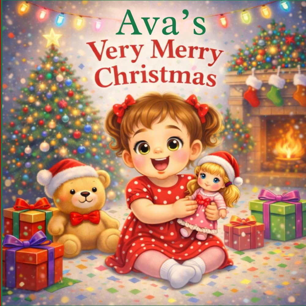 Ava’s Very Merry Christmas: A Personalized Christmas Picture Book for Ava (Three Hearts Personalized Baby Name Books (Ava))