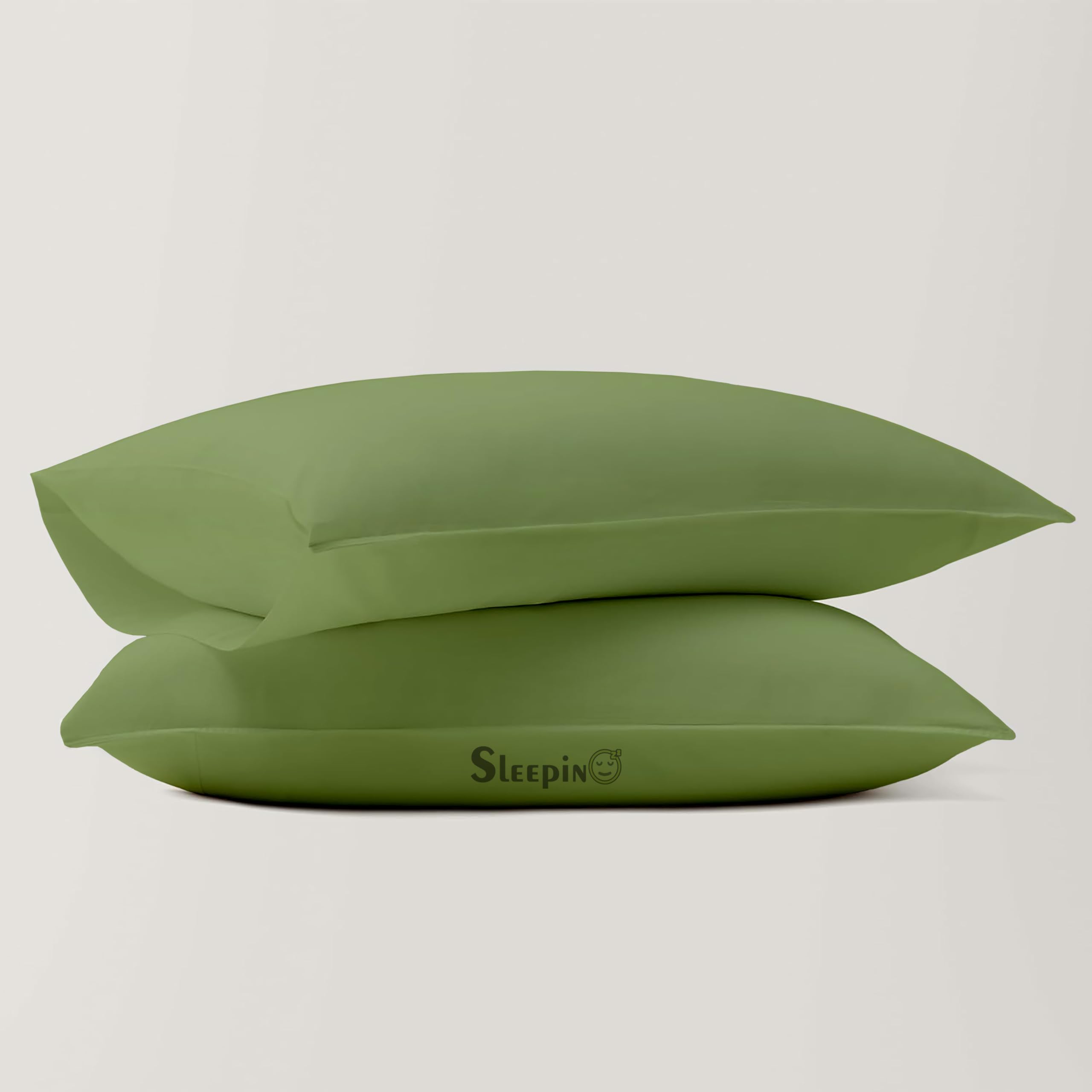 Luxury Egyptian Cotton Pillow Cover Set | Super Soft Breathable & Hypoallergenic Pillow case Set of - 2 | (20x36 Inch) 100% Cotton Machine Washable Pillow Cover Set | Olive-image-14