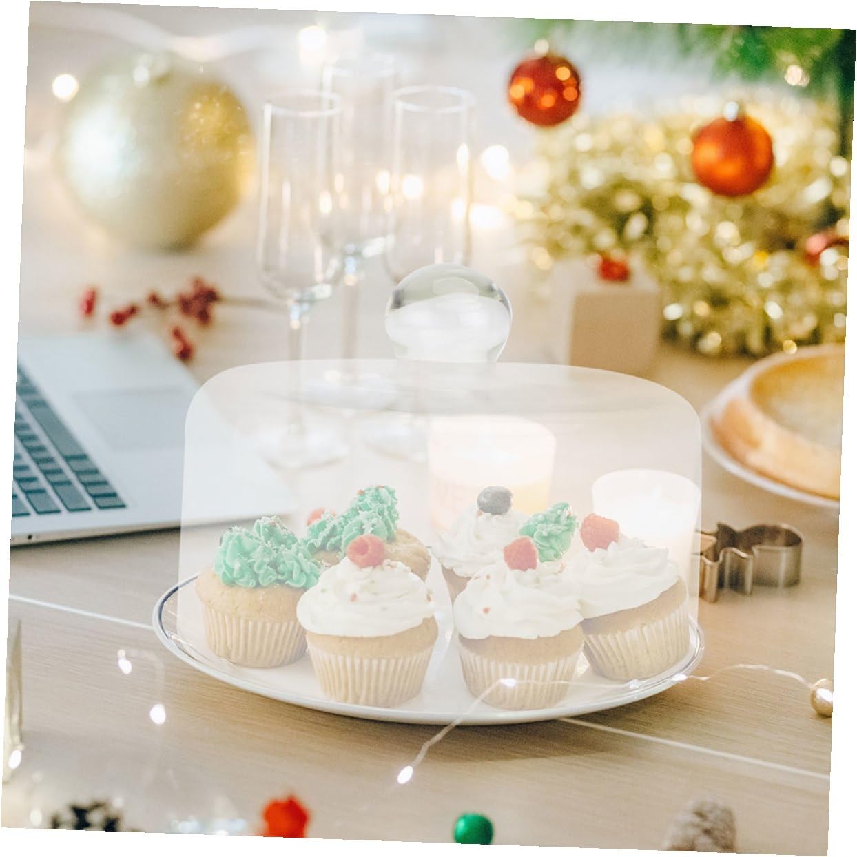 Cloche à Gâteau en Verre Transparent, Facile à Nettoyer et Réutilisable, Fêtes et Dîners, Couverture Pratique pour Dessert et Pâtisserie
