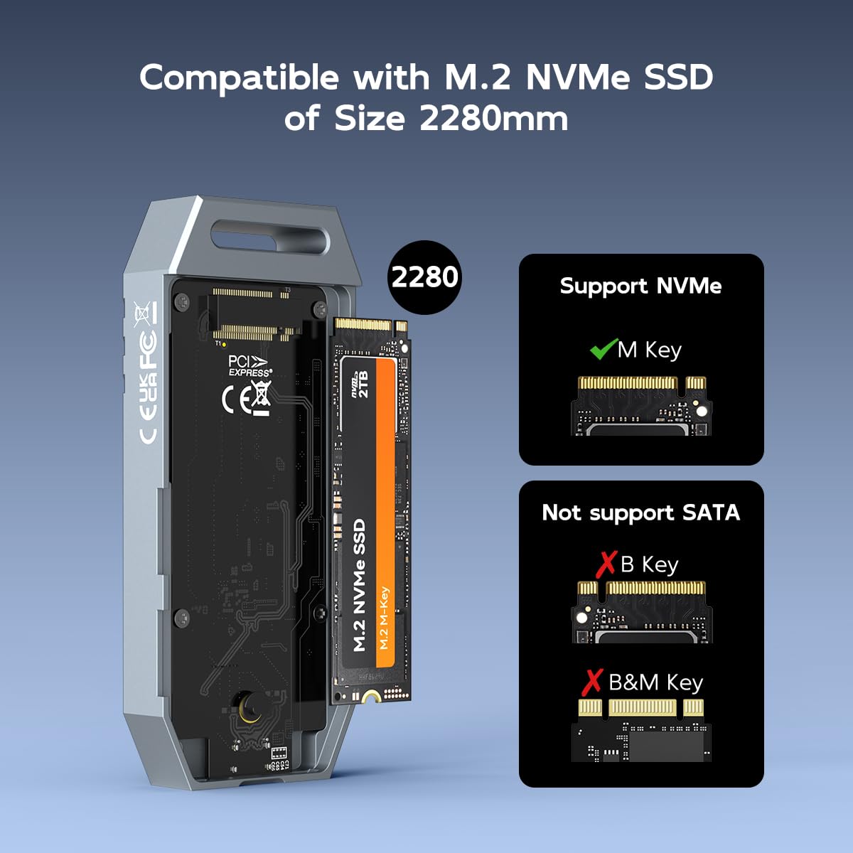 TB4 NVMe Enclosure 40Gbps USB4 M.2 NVMe SSD Enclosure con ventola di raffreddamento, custodia in alluminio senza attrezzi, compatibile con Thunderbolt4/3 USB3.2/3.1/3.0 capacità 8TB