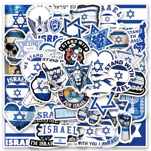 SEMYEIYO 60pcs Israel Stickers Israeli Flag Vinyl Decal Waterproof Jewish Sticker Water Bottle Laptop Luggage Phone Tablet Scrapbooking Journal Skateboard Helmet Gifts for Teens Adults Friends