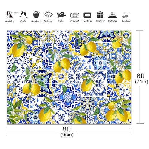 Fondo fotográfico Limones 240x180 cm azul miniatura 3