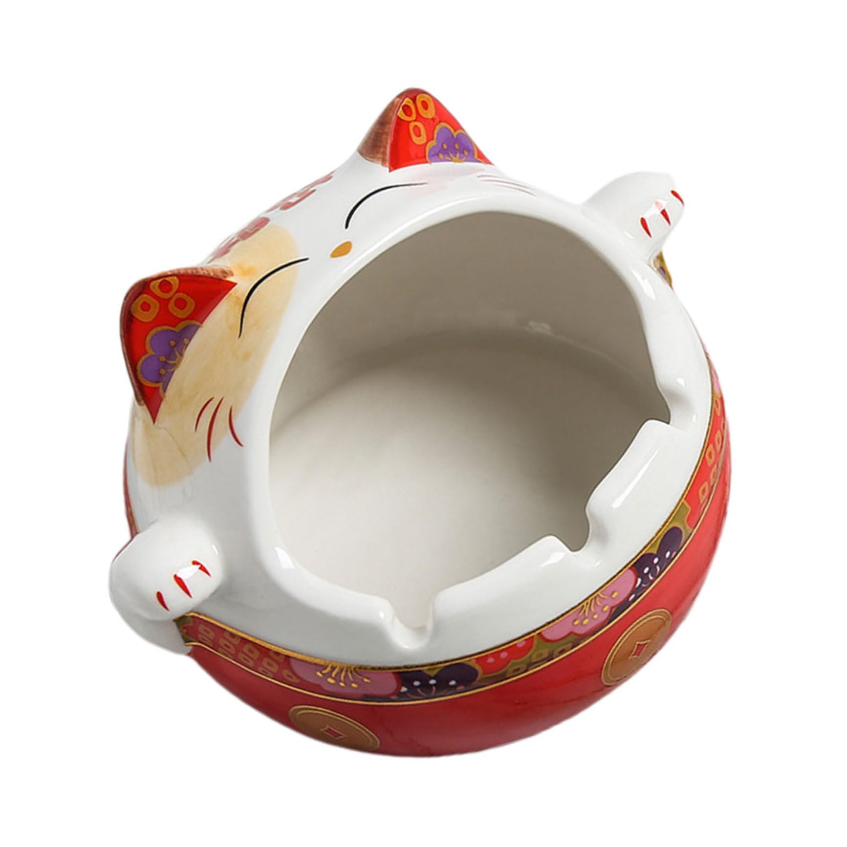 Cendrier aspire fumée rouge contre odeurs tabac design Maneki Neko