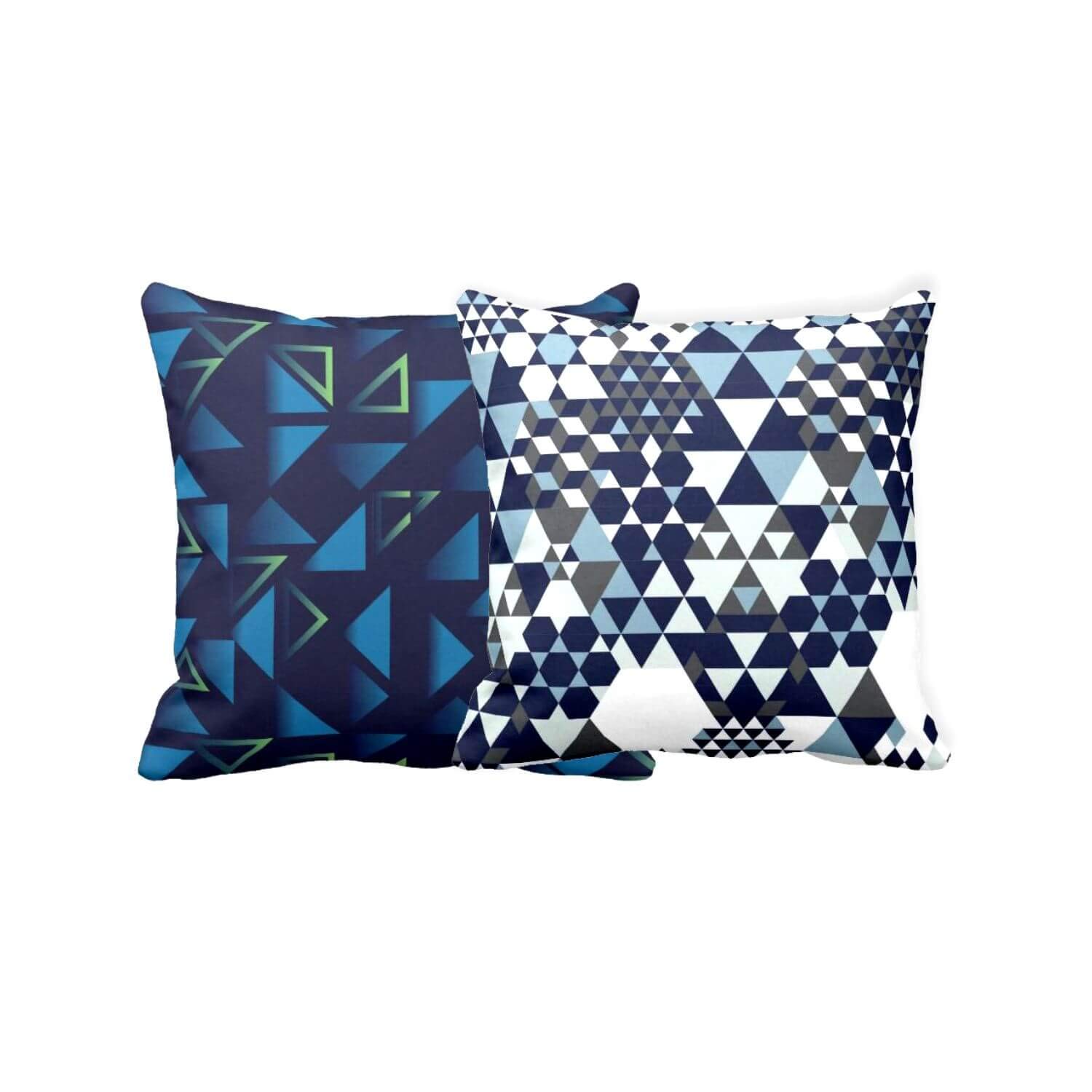 YaYa cafeTheYaYaCafe Canvas Cotton Keen Refined 3D Printed Cushion Covers Home Sofa, 24x24 inches, Blue -Set of 2
