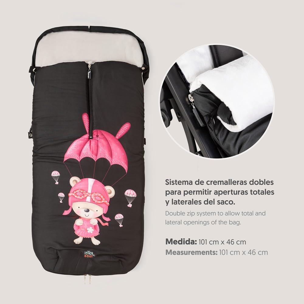 Saco Silla Paseo Universal Interbaby | Saco Bebe Invierno Suave, Cálido, Afelpado | Saco Carro Bebe Invierno Desmontable, Doble Apertura, Lavado Fácil, Materiales Antialérgicos