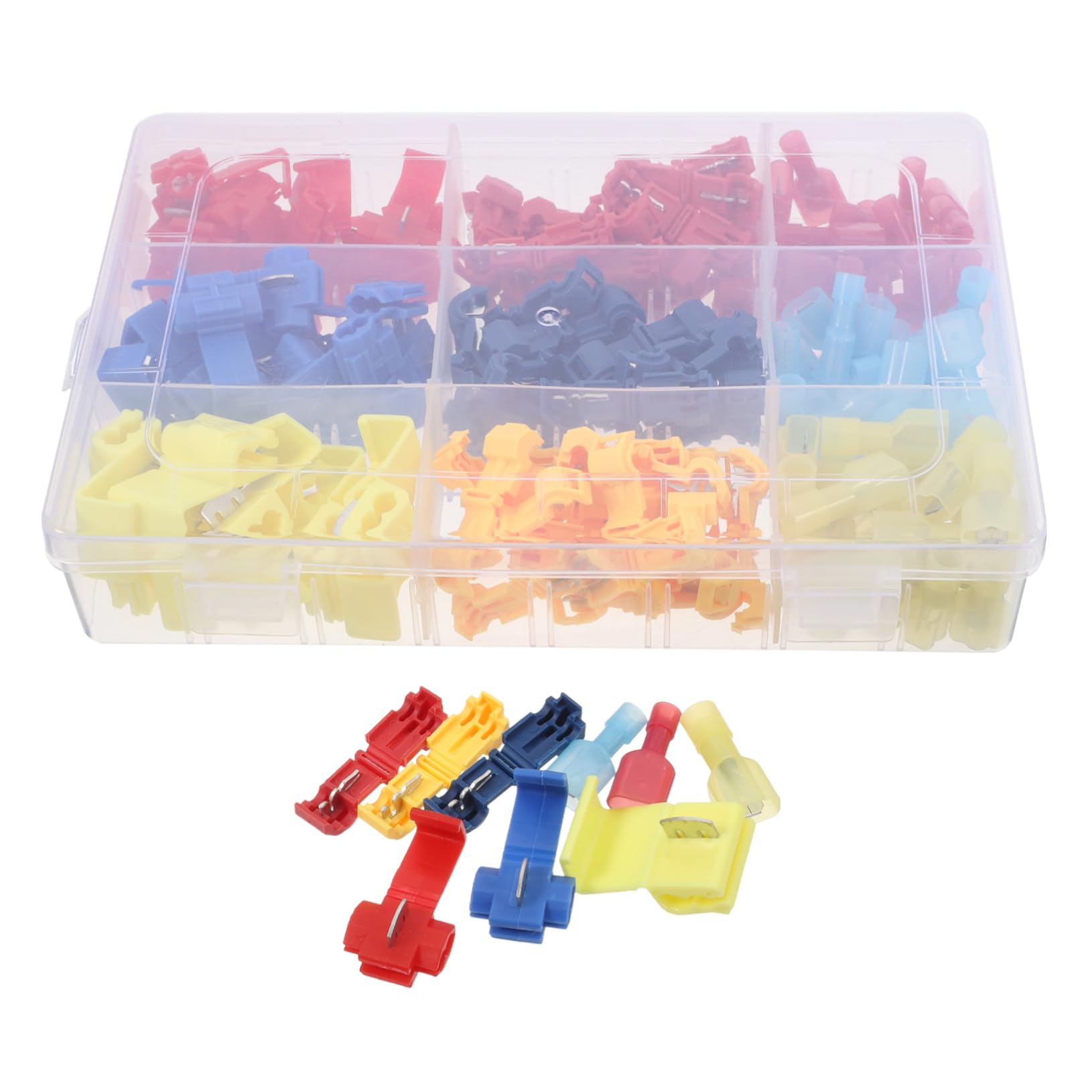 SOLUSTRE Quick Splice T-tap Wire Connectors Kit 160 Pcs Self-Stripping Nylon Brass Crimp Ideal for Automotive Marine Household Wiring