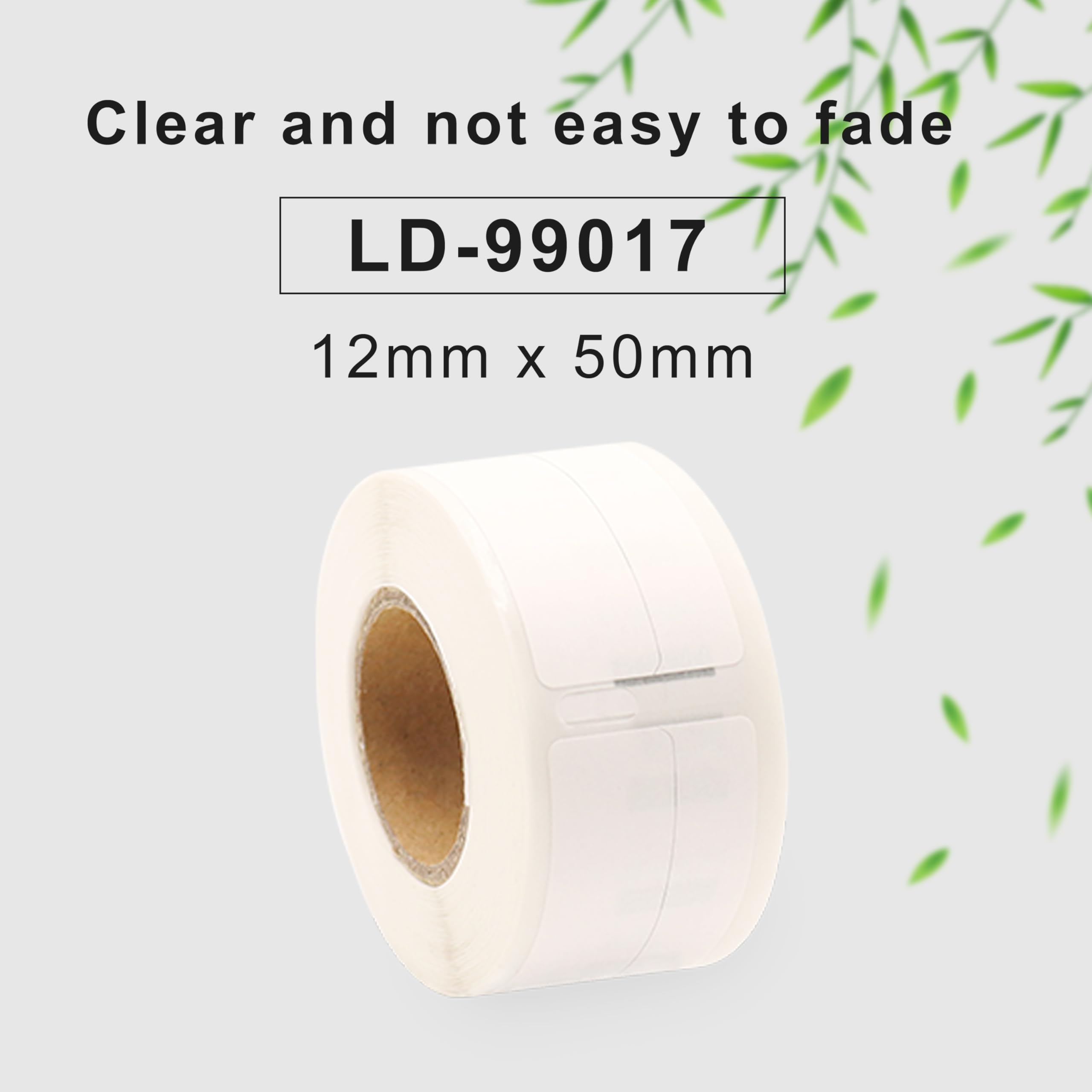 10 rollos de etiquetas autoadhesivas 99017, compatibles con DYMO S0722460, 12 mm x 50 mm, un total de 2200 etiquetas, adecuadas para etiquetas de carpetas, compatibles con LabelWriter 450