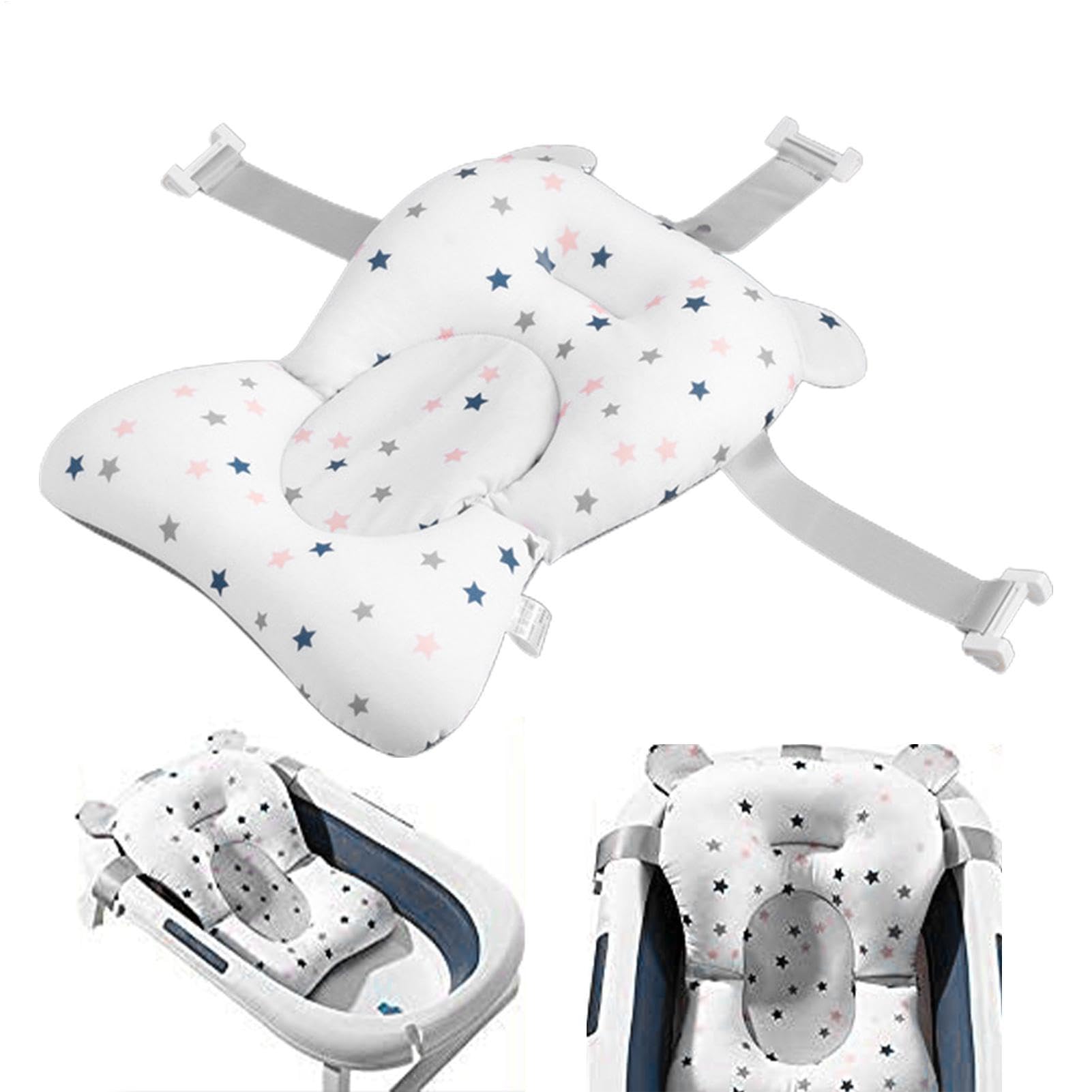 Coussin de Bain Bébé Matelas Oreiller Chaise 0-12 Mois avec Boucles et 3 Courroies de Sécurité