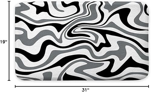 Miniatura 4 de Tapetes de baño estéticos de los años 70 con diseño abstracto de remolinos ondulados, bonitos tapetes de baño rosa y beige, estéticos, retro,