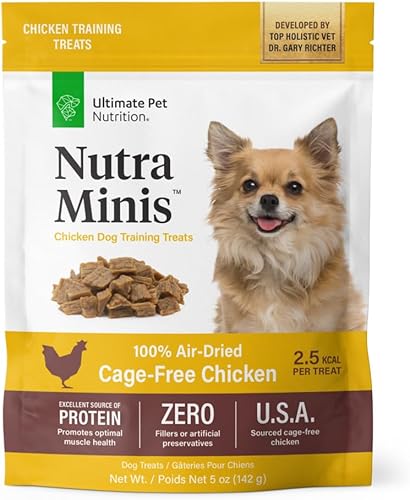 ULTIMATE PET NUTRITION Nutra Minis - Golosinas de entrenamiento secadas al aire para perros (5 onzas) (pollo)