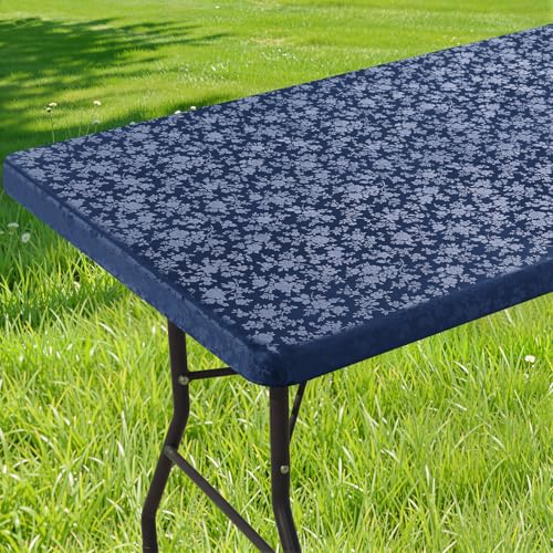 Image of Smiry Heavy Duty Vinyl Fitted Tablecloths for 5 Foot Rectangle Tables
