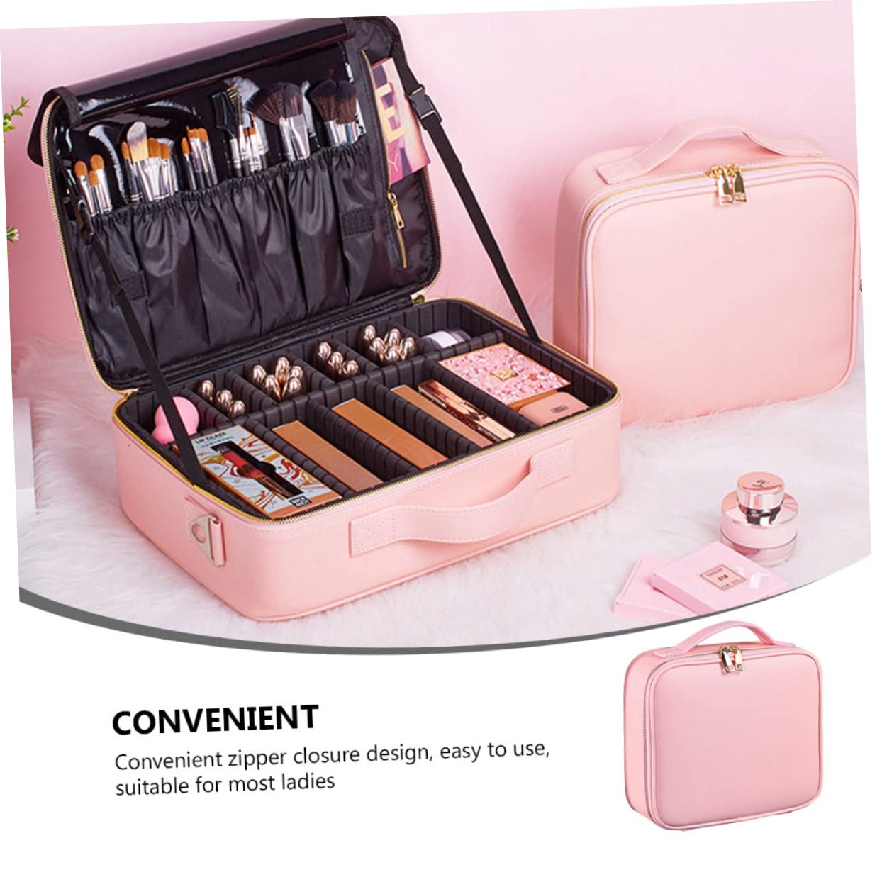 VALICLUD Neceser Grande De Maquillaje con Compartimentos Ajustables Bolsa De Cosméticos Organizador De Maquillaje para Peluquería