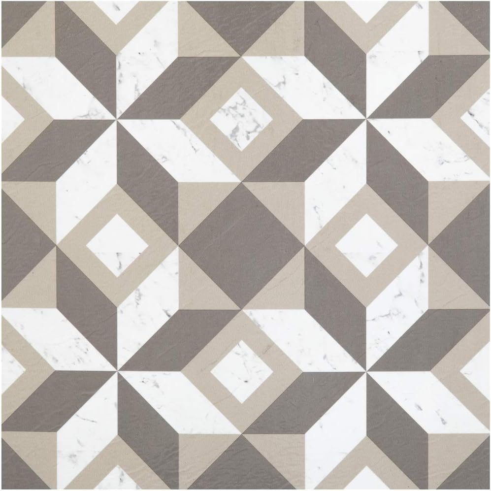 Retro Self Adhesive 12-Inch Vinyl Floor Tiles, 20 Tiles - 12" x 12", Prism Marble Pattern - Peel & Stick, DIY Flooring for Kitchen, Dining Room, Bedrooms & Bathrooms by Achim Home Decor