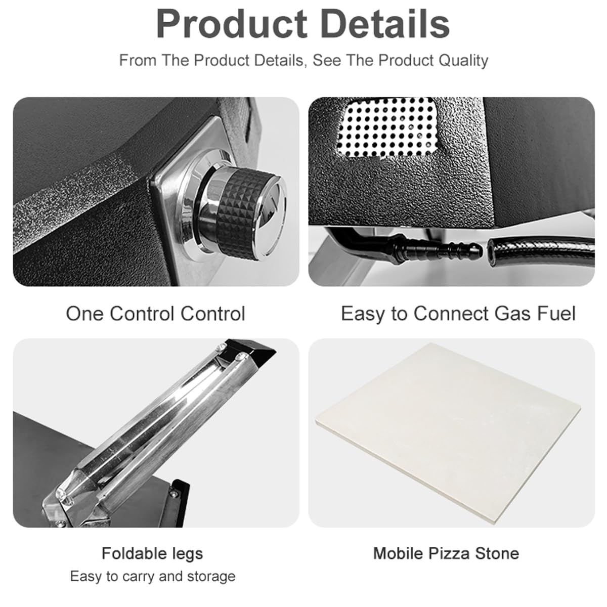 Horno de pizza de gas comercial, uso en interiores y exteriores con soporte y piedra para pizza, ideal para el hogar, restaurante, patio trasero y camping