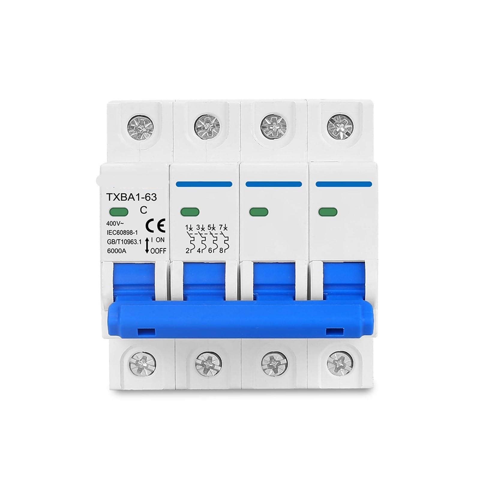 Disjoncteur miniature 4P 400V 20A type C pour court-circuit