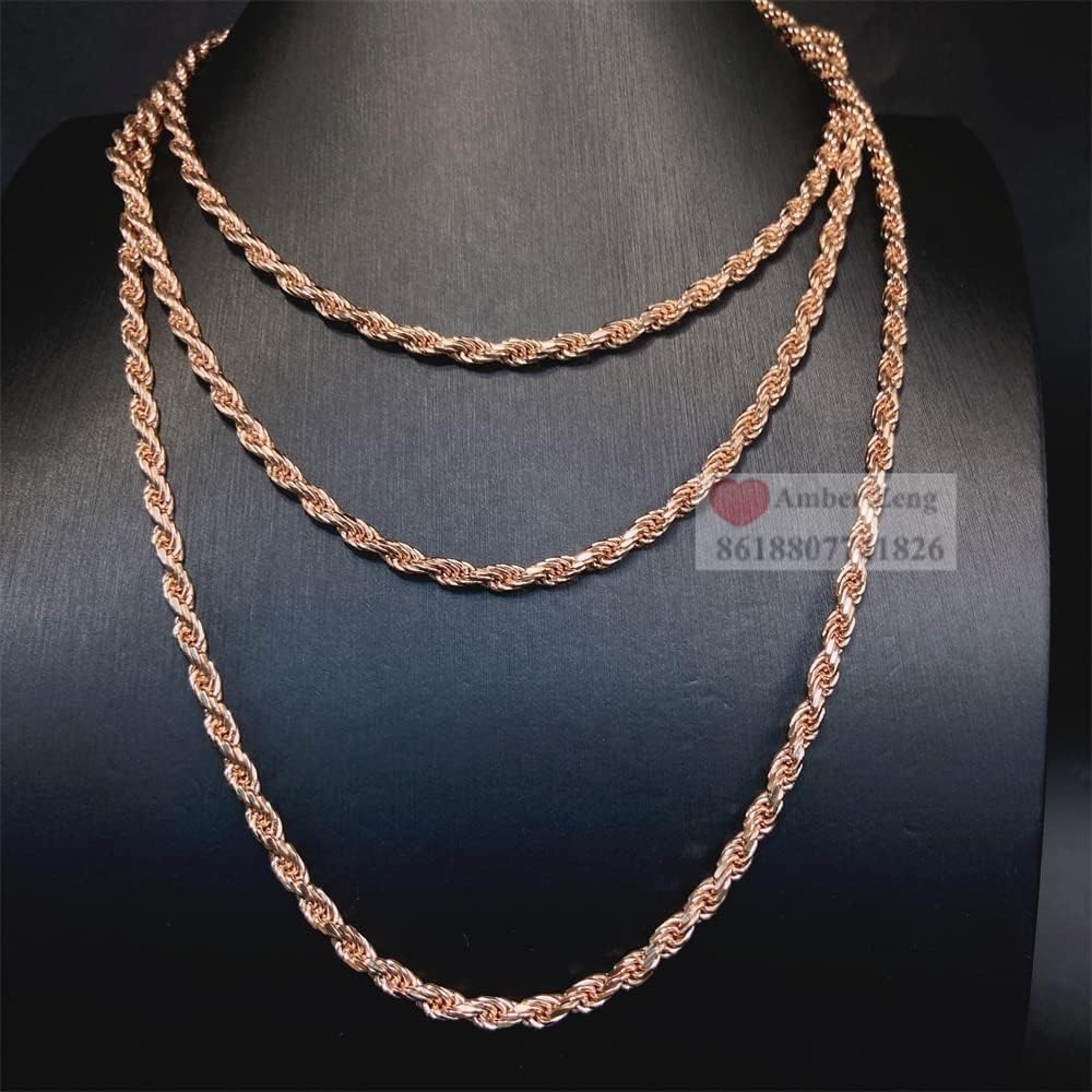 Verona Jewelers Gold chain Plated Stainless Steel chain 2-5MM Diamond Cut Twisted Style Rope Chain-Braided Chain,