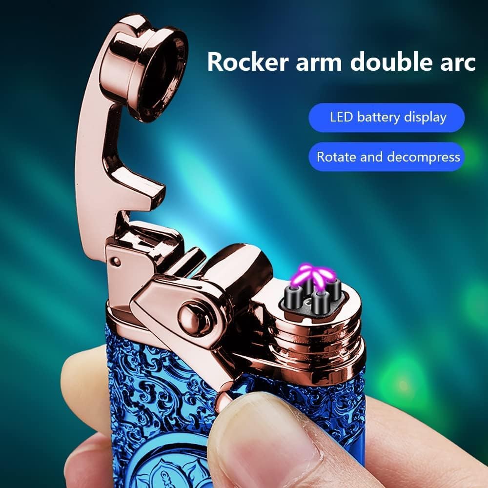 GADATOP Briquet électrique à arc plasma sans flamme rechargeable USB-C (bleu)