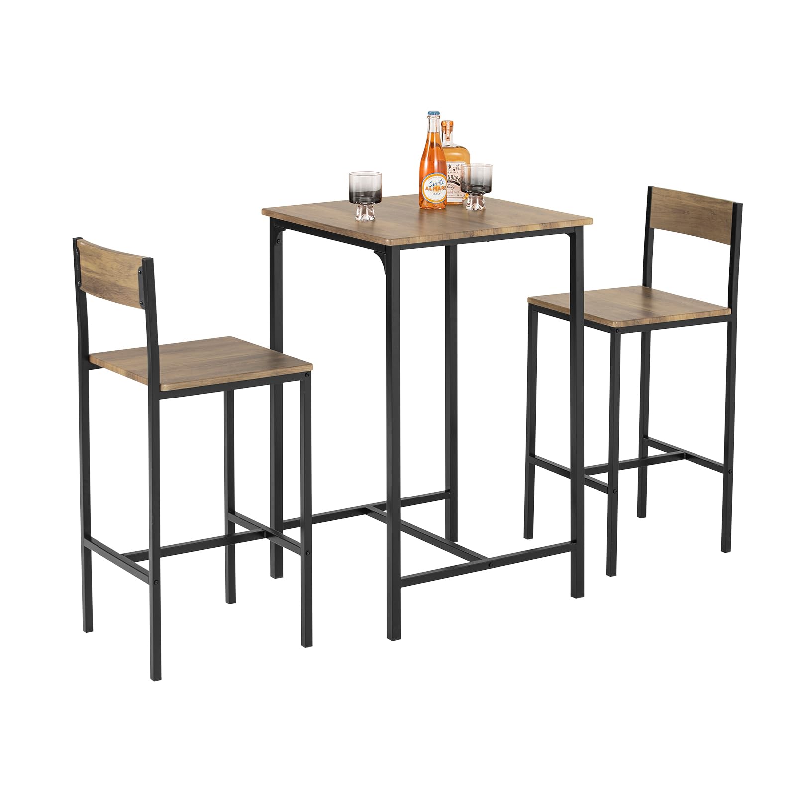 SoBuy OGT27-N Set de Mesa y taburetes Mesa Alta de Bar + 2 Taburetes Juego de Barra