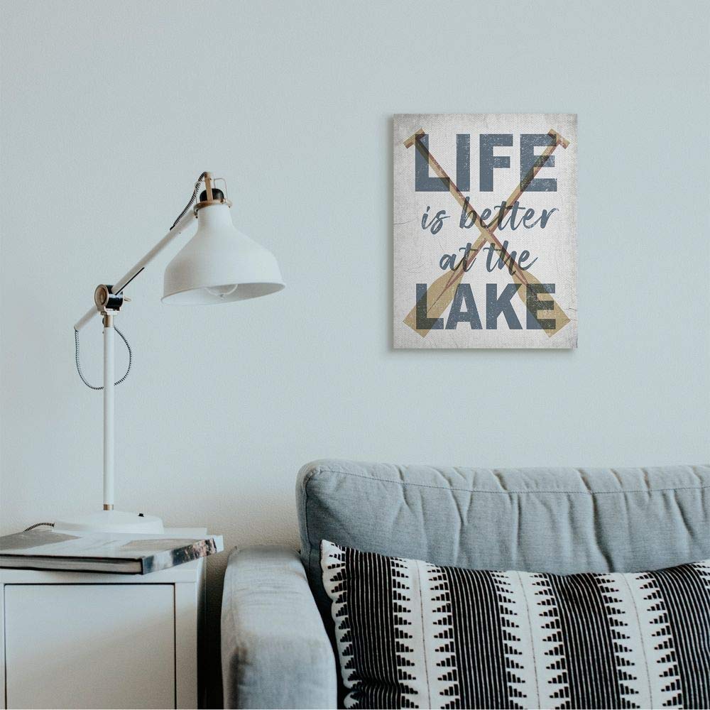 Stupell Industries 'On Lake Time' Wall Plaque - Boat Oar Art Design By Daphne Polselli (7x17 In)