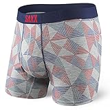 Saxx Men's Ultra Fly Boxer Underwears,Large,Grey Pyramid Check