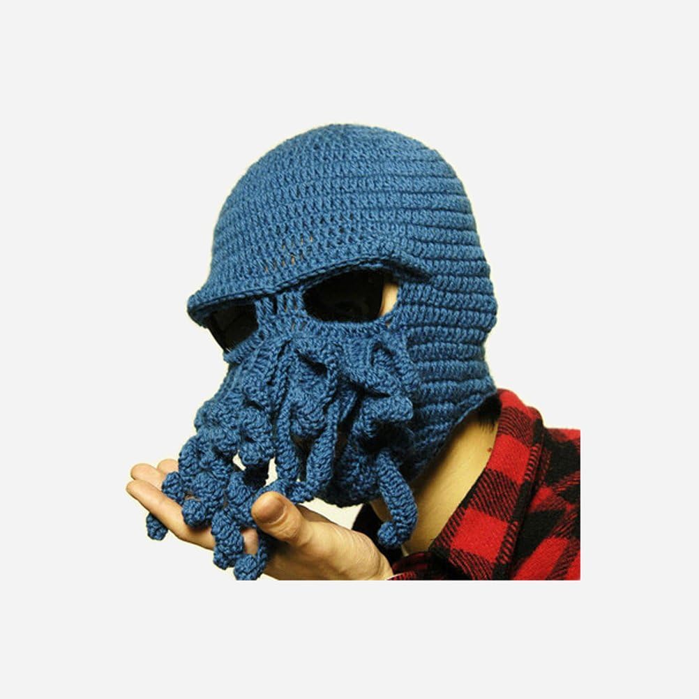 Winter or Autumn Unique Funny Gift Unisex Knit Crochet Costume Octopus Head Beanie Ski Mask Hat