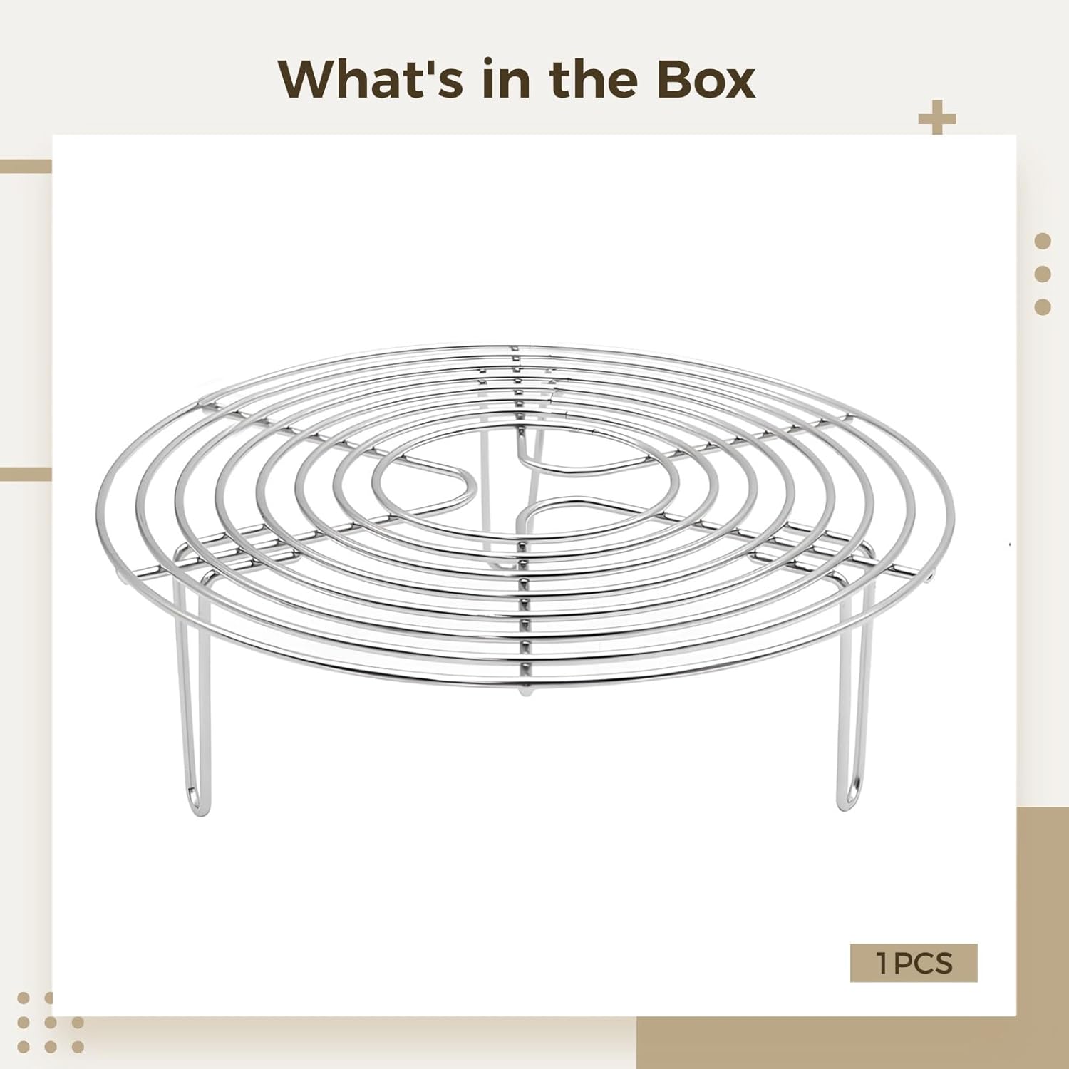 Cooking Steamer Rack, 24 Cm High Food-Grade Stainless Steel Steaming Stand for Air Fryers, Pressure Cookers, and Pots, Thickened Design with 4 Stable Legs