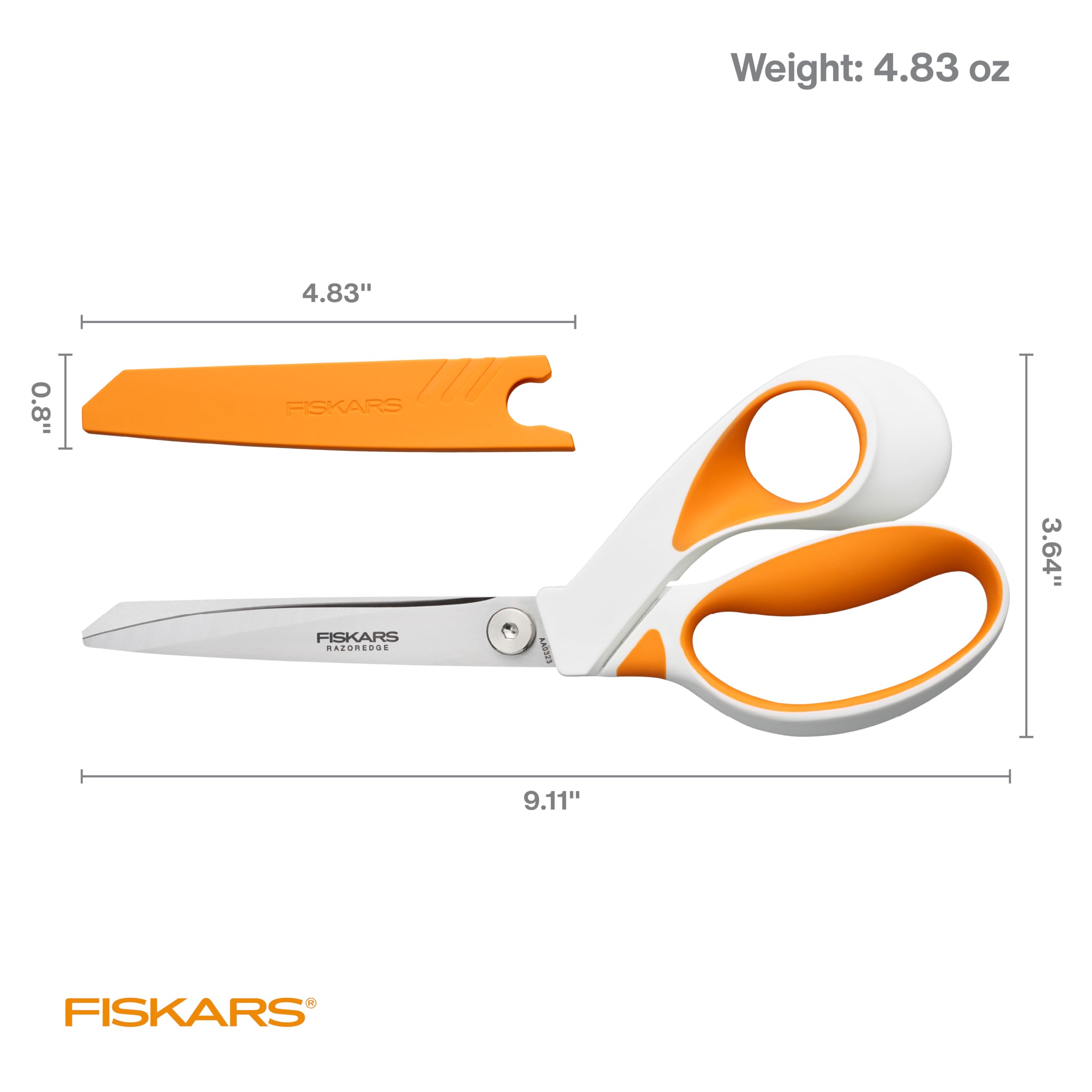 Fiskars RazorEdge Stoffschere, 22,9 cm, robuste Stoffschere mit ergonomischem SoftGrip-Griff, hochwertige Edelstahlklingen
