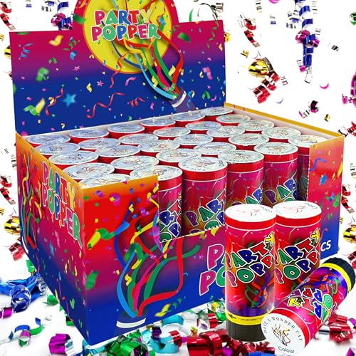 30 PCS Colorful Party Confetti Poppers with Box for Wedding Birthday Graduation Baby Shower Anniversary Christmas New Years Party Supplies (Colorful Thread)