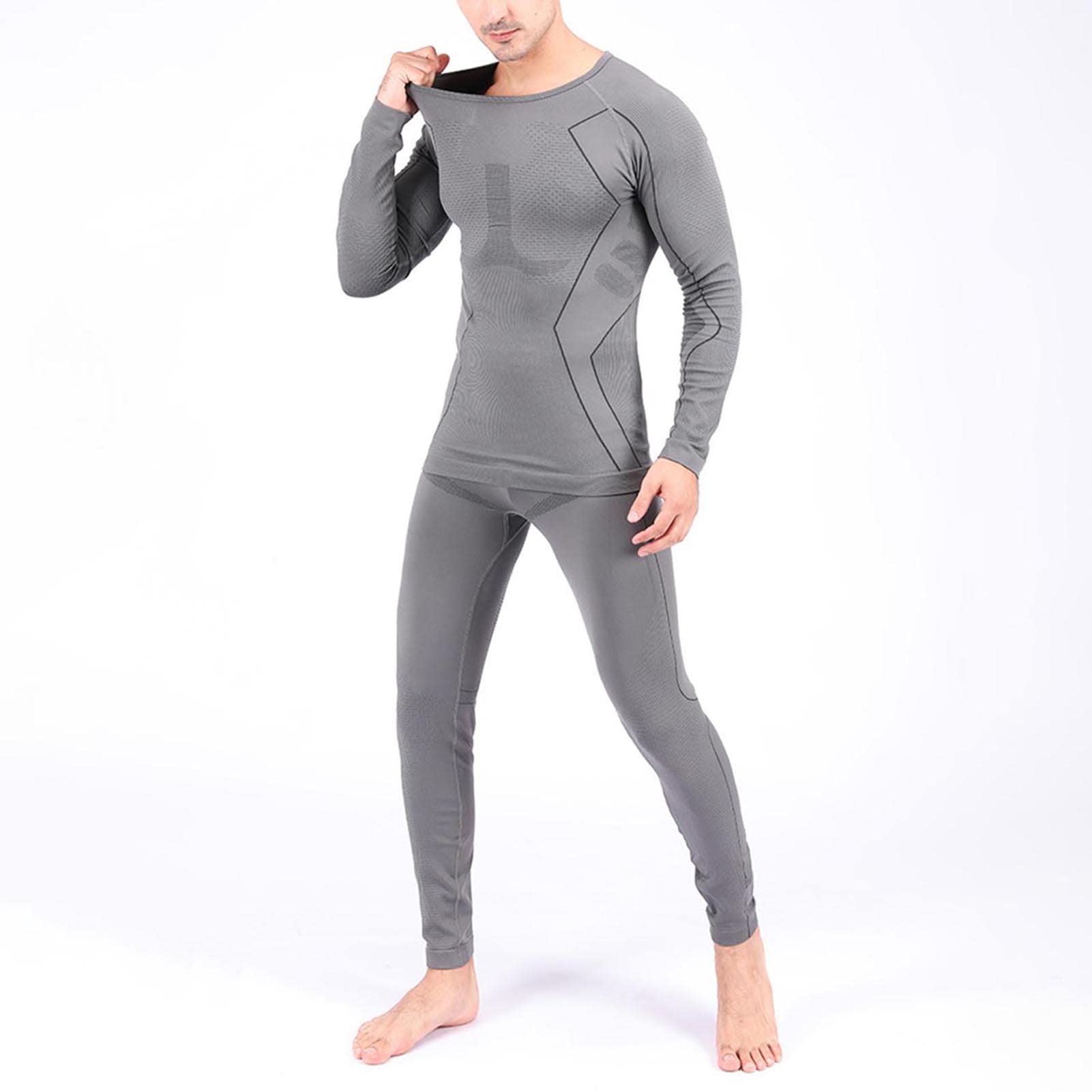 Ropa Interior Térmica Hombre, Conjuntos Térmicos para Hombre, Manga Larga Transpirable Base Térmica Capas para Entrenamiento Esquí Correr Senderismo
