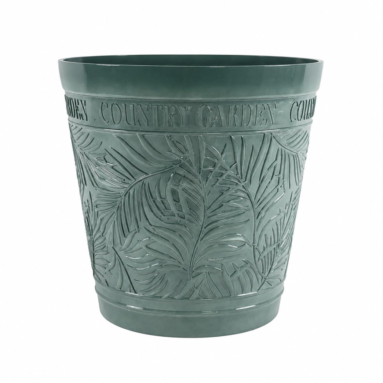 Muddy Hands Large Outdoor Garden Planter Pot with Embossed Leaf Design | Decorative Plastic Plant Pot for Flowers, Shrubs & Patio Plants | Country Garden Style Planter Container (Teal, 35 Litre)